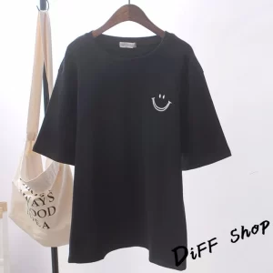 韓版寬鬆素色微笑短袖上衣 短袖t恤 女裝 顯瘦上衣 衣服 寬鬆上衣 素T【T408】